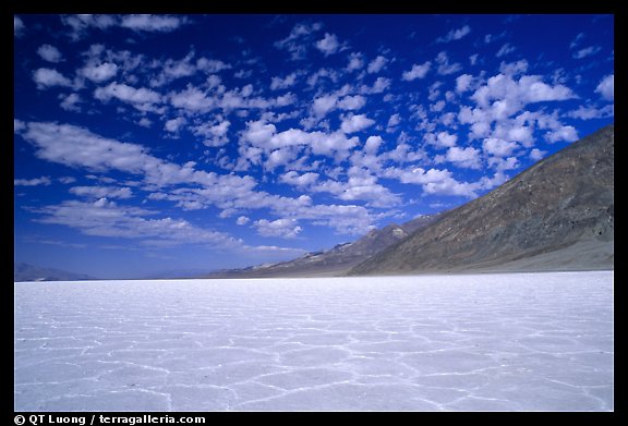 Salt flats at Badwater mid-day-Death Valley National Park